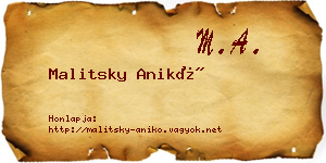 Malitsky Anikó névjegykártya